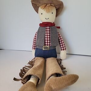16" Mon Ami  Cowboy Cooper Rag Doll with Red Plaid Shirt